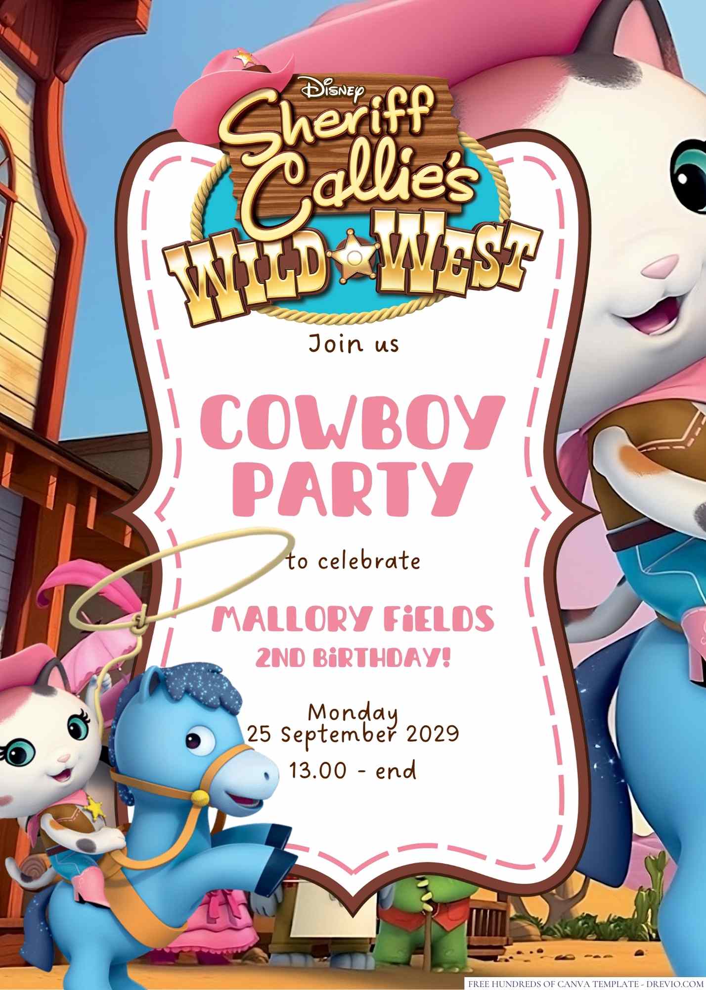 16+ Sheriff Callie Canva Birthday Invitation Templates - Drevio : Free ...