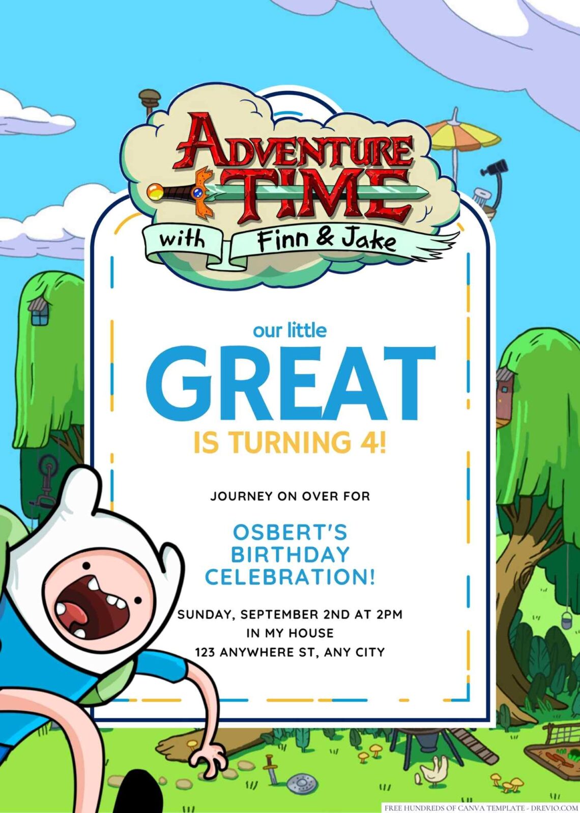 18+ Adventure Time Canva Birthday Invitation Templates | Download ...