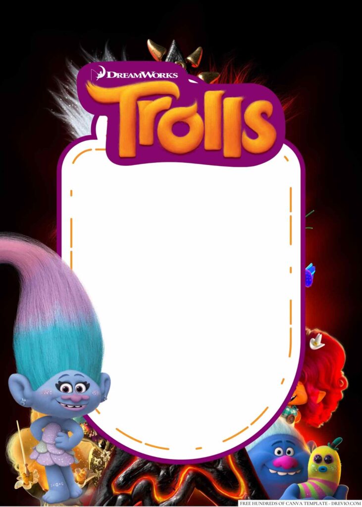 Invitation Template of 20+ Trolls Canva Birthday Invitation Templates 5