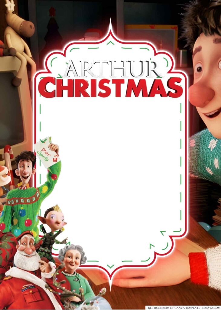 Invitation Template of 22+ Arthur Christmas Canva Birthday Invitation Templates 5