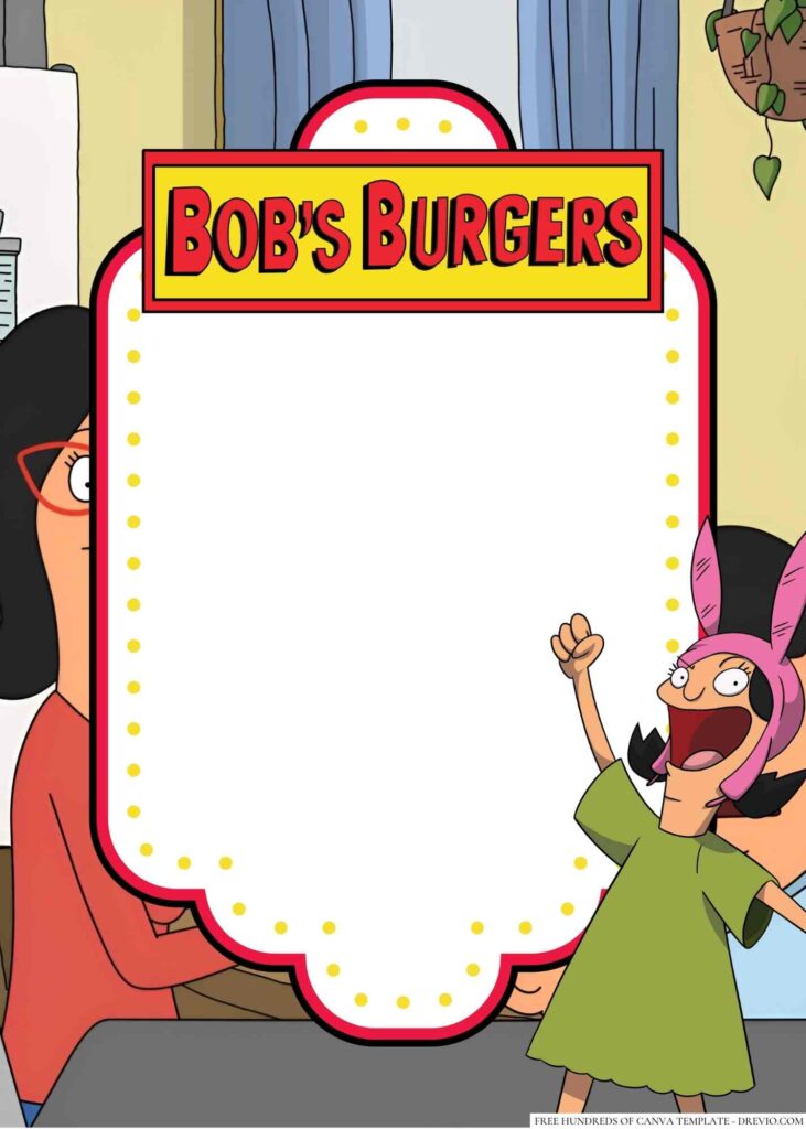 Invitation Template of 22+ The Belchers — Bob's Burgers Canva Birthday Invitation Templates 5