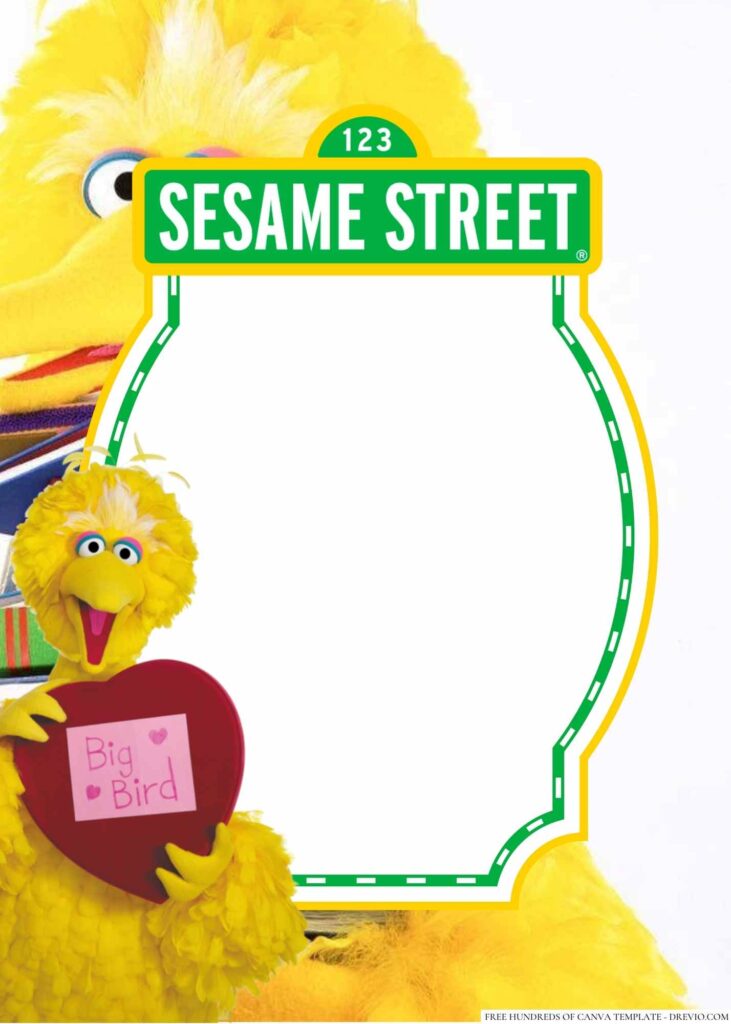 Invitation Template of 20+ Big Bird Sesame Street Canva Birthday invitation Templates 5