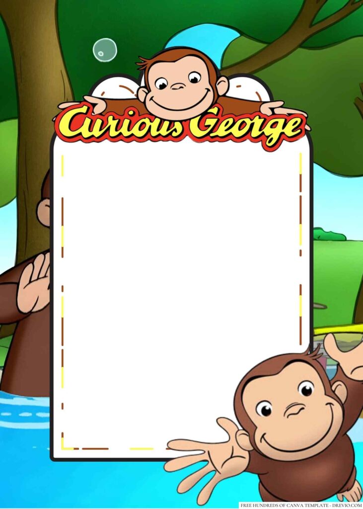 Invitation Template of 20+ Curious George Canva Birthday Invitation Templates 5