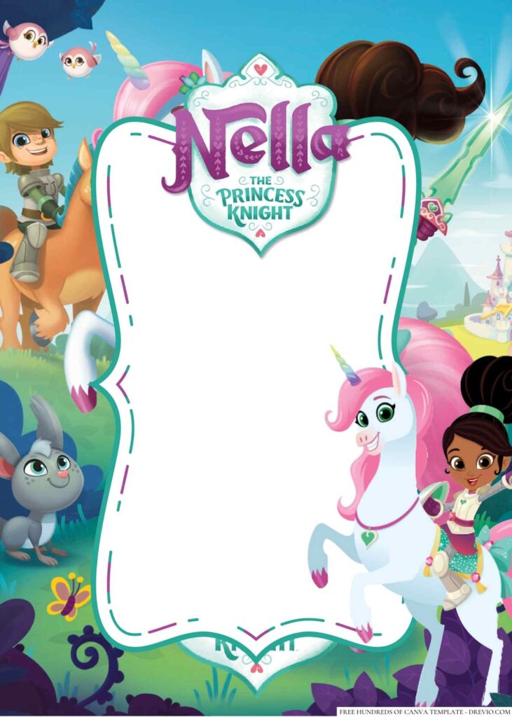 Invitation Template of 16+ Nella the Princess Knight Canva Birthday Invitation Templates 5