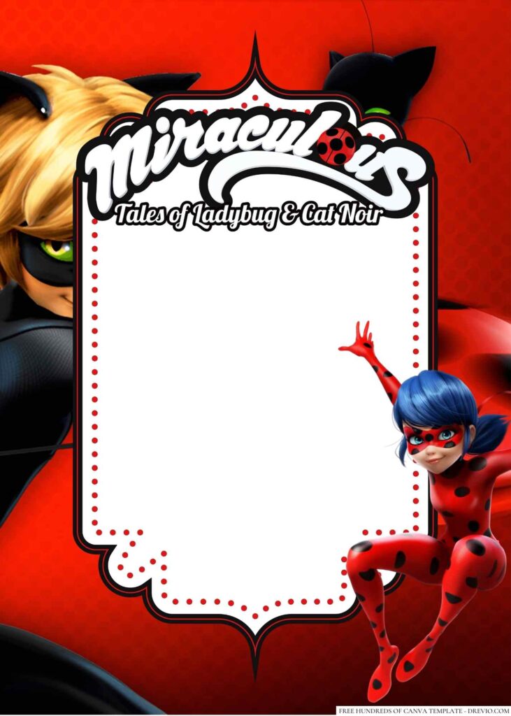 Invitation Template of 18+ Miraculous Ladybug and Cat Noir Canva Birthday Invitation Templates 5