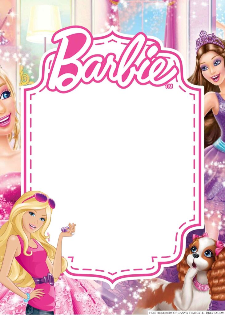 Invitation Template of 22+ Barbie Canva Birthday Invitation Templates 5