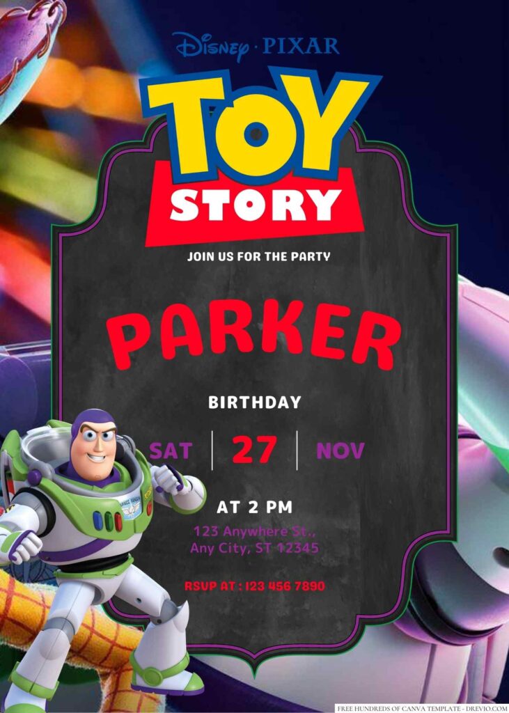 Free Editable Buzz Lightyear Birthday Invitation