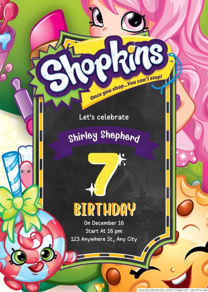 Free Editable Shopkins Birthday Invitation