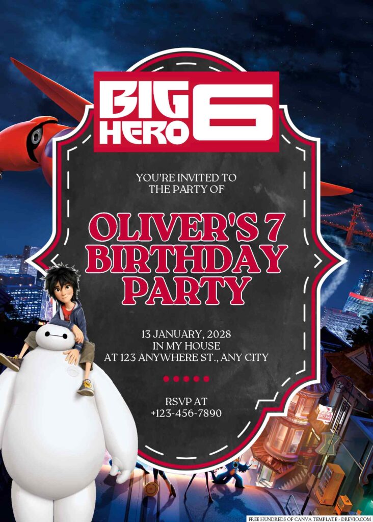 Free Editable Big Hero 6 Birthday Invitation