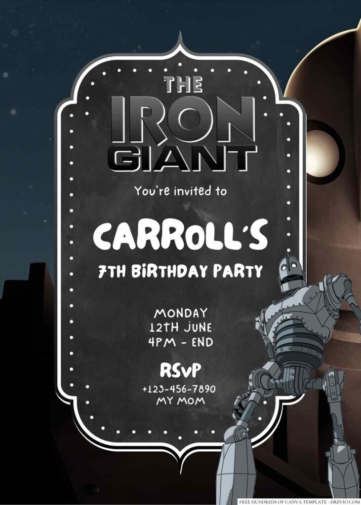 Free Editable The Iron Giant Birthday Invitation 