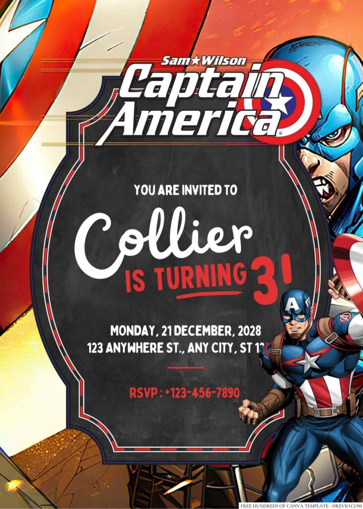 Free Editable Captain America Birthday Invitation