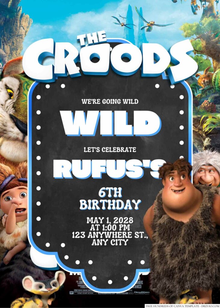 20+ The Croods Canva Birthday Invitation Templates | Download Hundreds FREE  PRINTABLE Birthday Invitation Templates