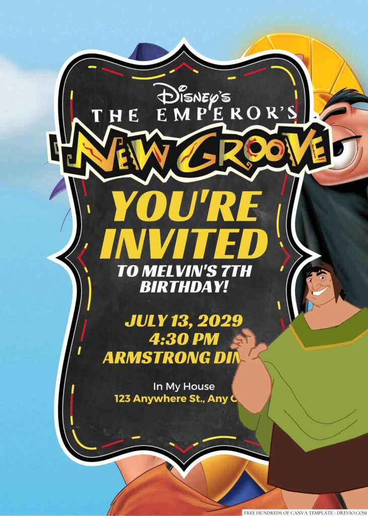 Free Editable The Emperor's New Groove Birthday Invitation