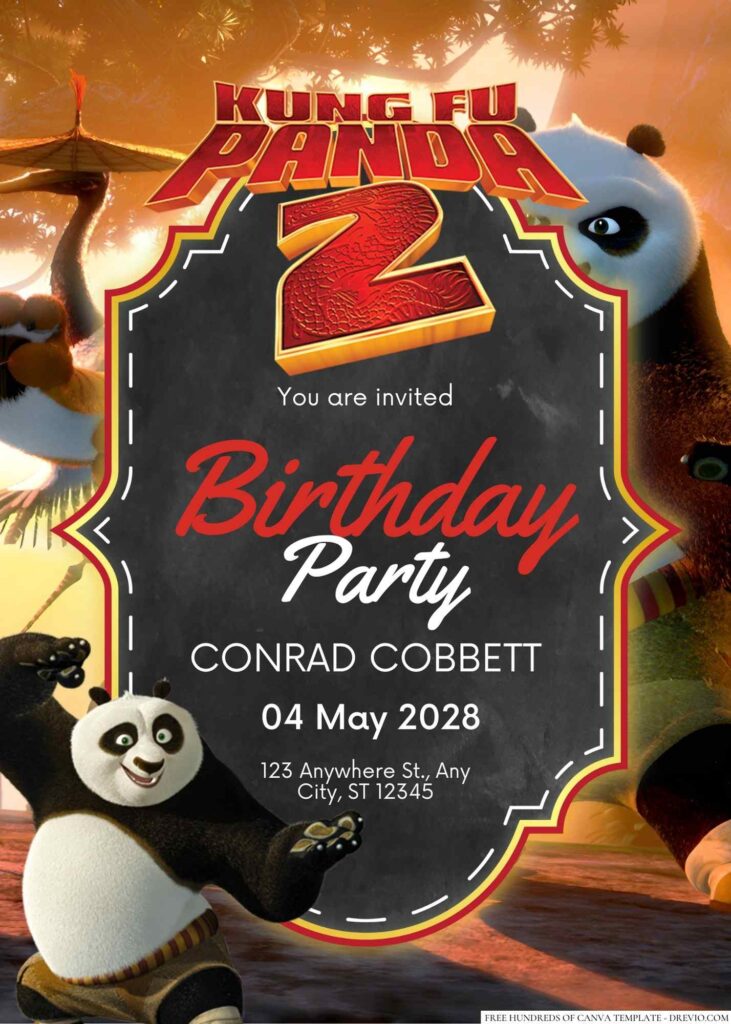 Free Editable Kung Fu Panda 2 Birthday Invitation