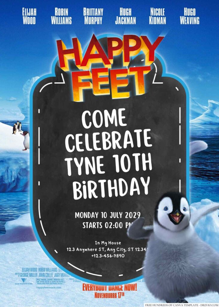 Free Editable Happy Feet Birthday Invitation 