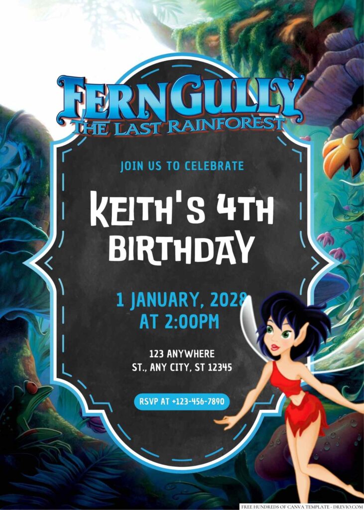 Free Editable FernGully The Last Rainforest Birthday Invitation 