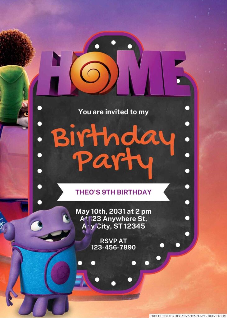 Free Editable Home (2015) Birthday Invitation