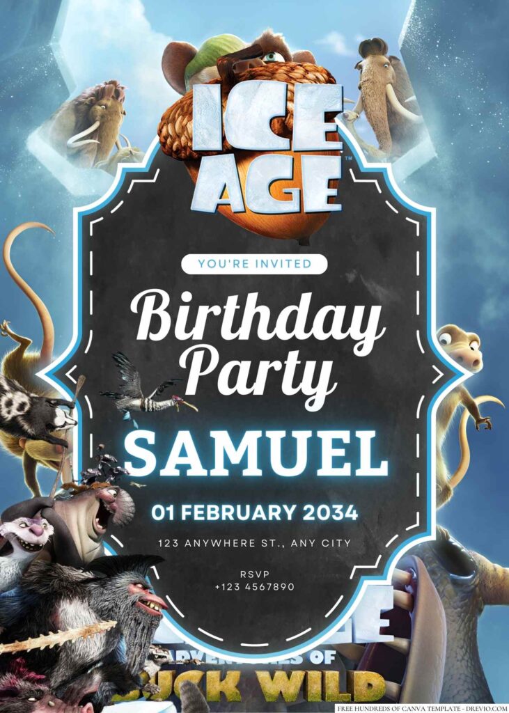 Free Editable Ice Age Birthday Invitation