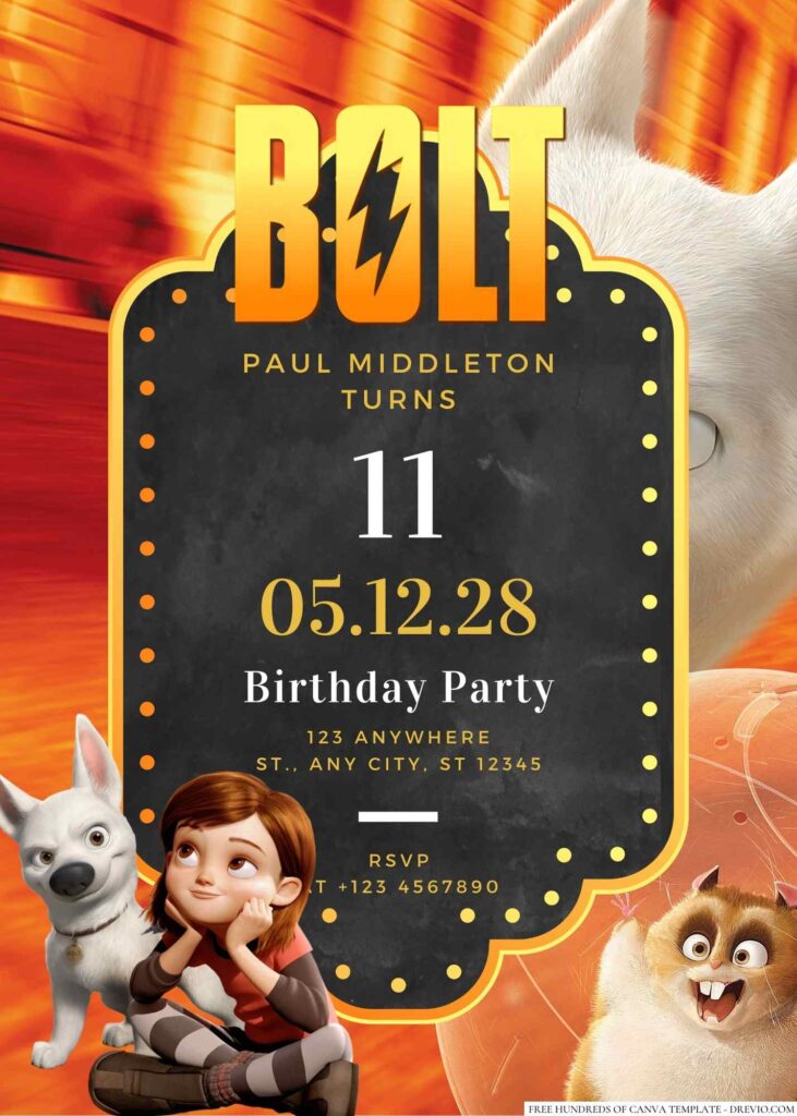 Free Editable Bolt Birthday Invitation