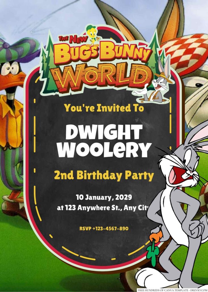 Free Editable The Bugs Bunny Birthday Invitation 