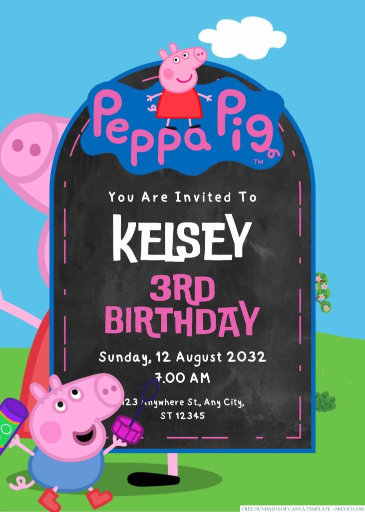 Free Editable Peppa Pig Birthday Invitation