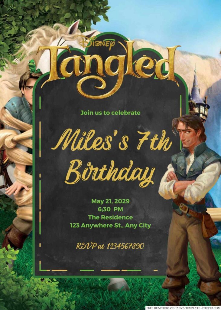 Free Editable Flynn Rider Tangled Birthday invitation