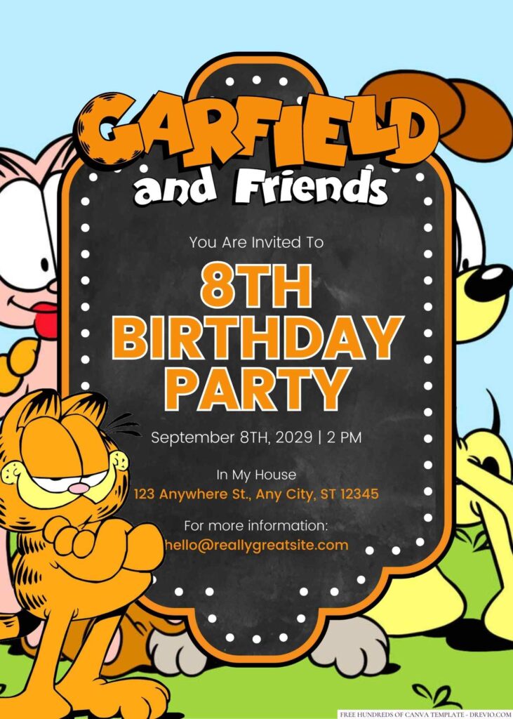 Free Editable Garfield and Friends Birthday Invitation