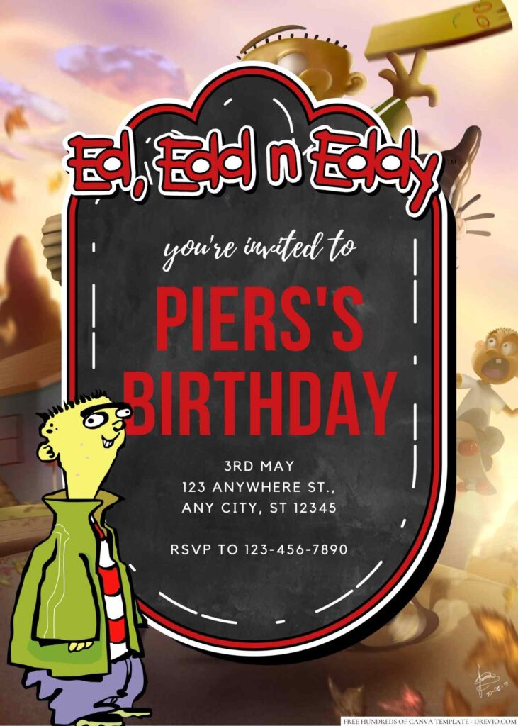 Free Editable Ed, Edd & Eddy Birthday Invitation