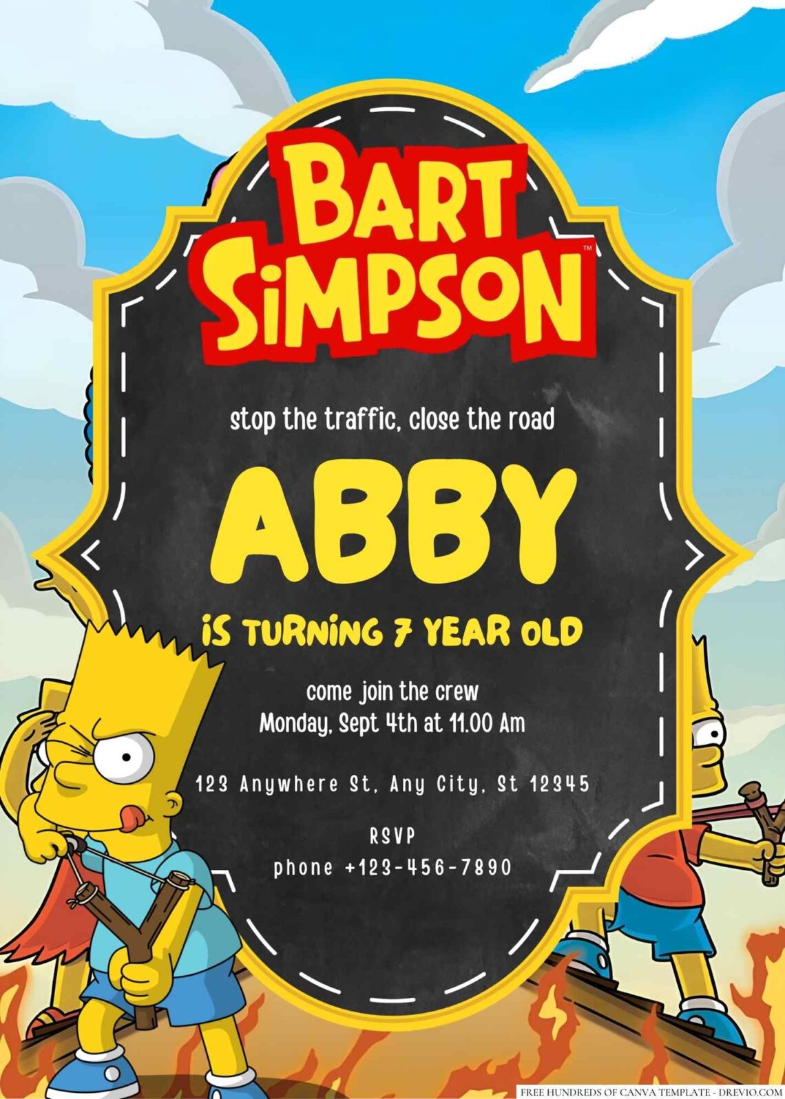 Free Editable Bart Simpson (The Simpsons) Birthday Invitation ...