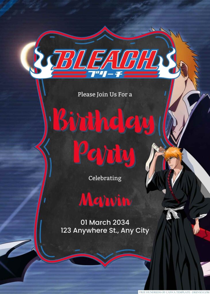 Free Editable Bleach Birthday Invitation 