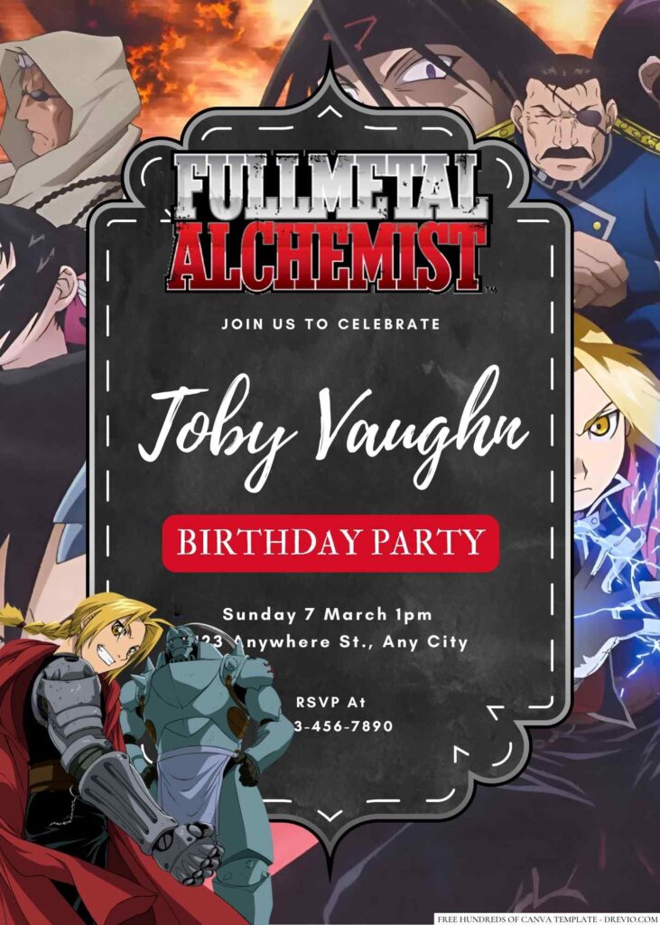 Fullmetal Alchemist Birthday Invitation