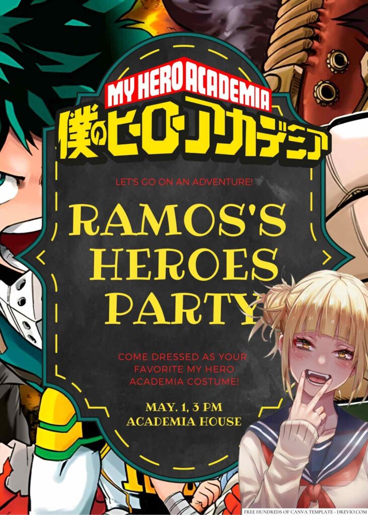 My Hero Academia Birthday Invitation