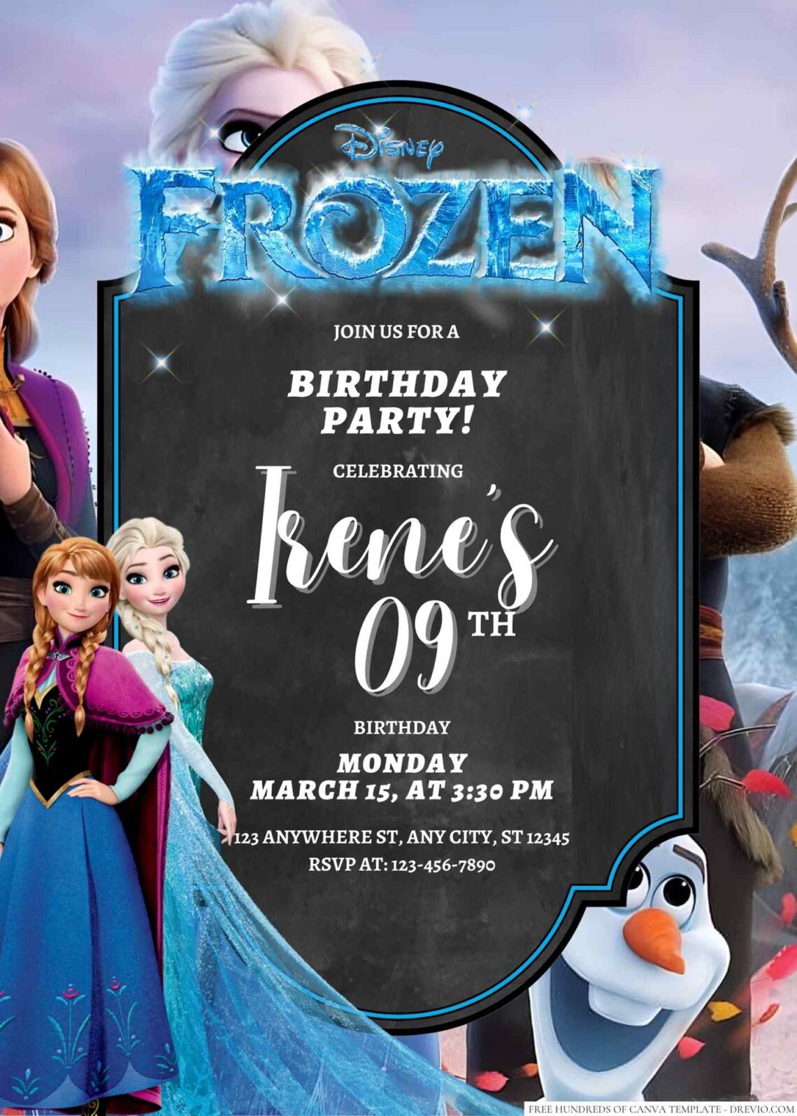 Free Editable Elsa Frozen Birthday Invitation