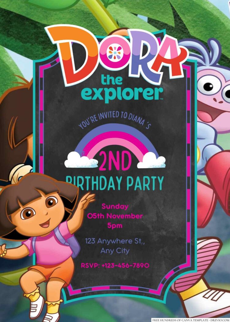 22+ Dora the Explorer Canva Birthday Invitation Templates | Download ...