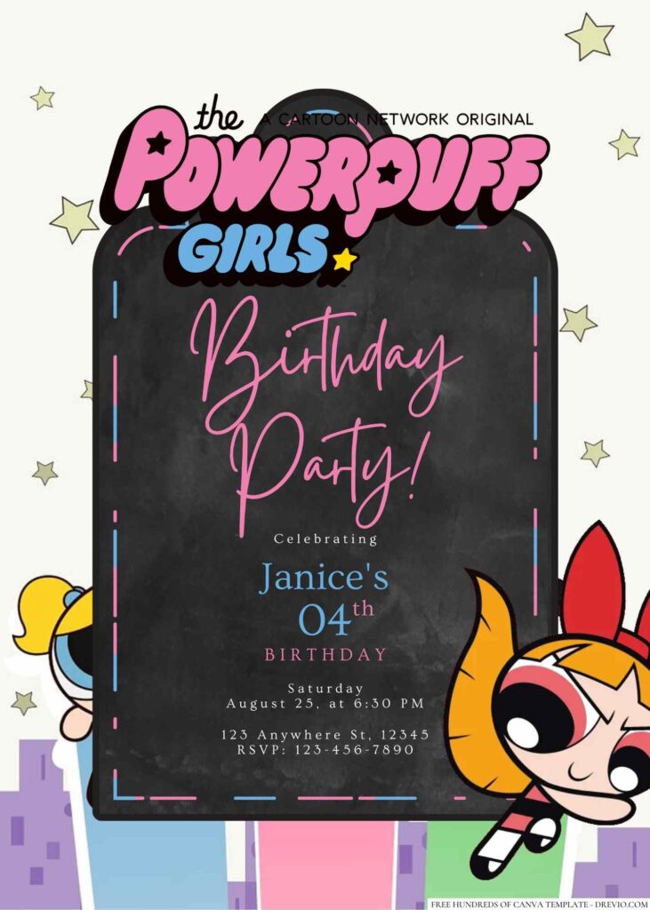 Free Editable The Powerpuff Girls Birthday Invitation