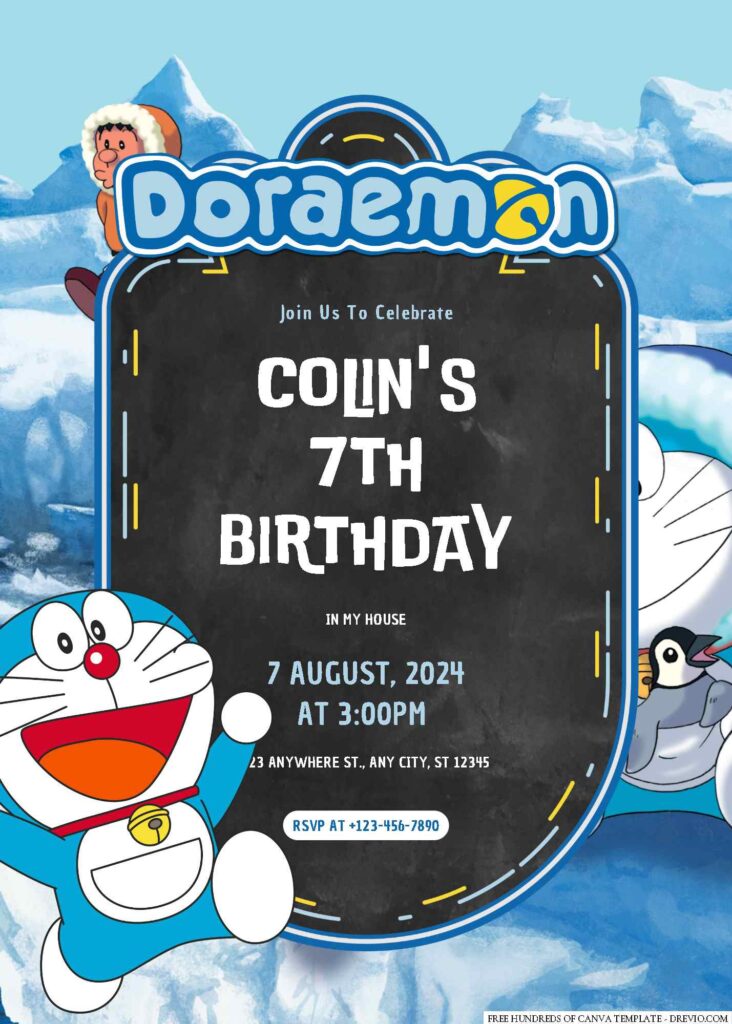 Free Editable Doraemon Birthday Invitation