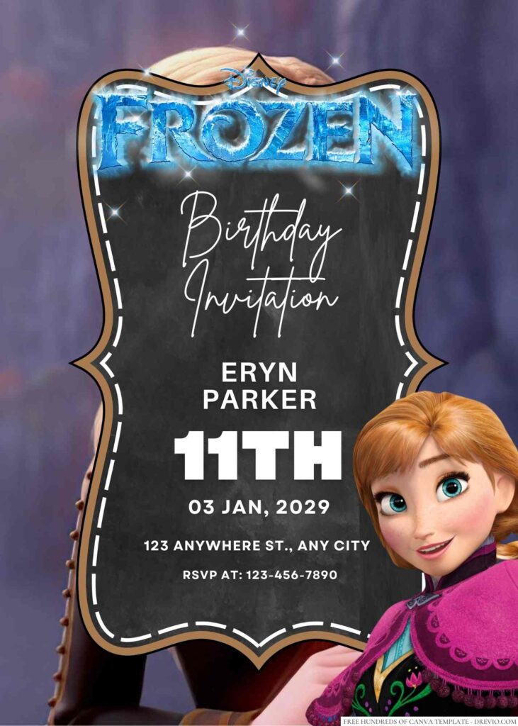 Free Editable Anna Frozen Birthday Invitation