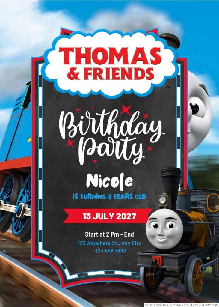 Free Editable Thomas and Friends Birthday Invitation