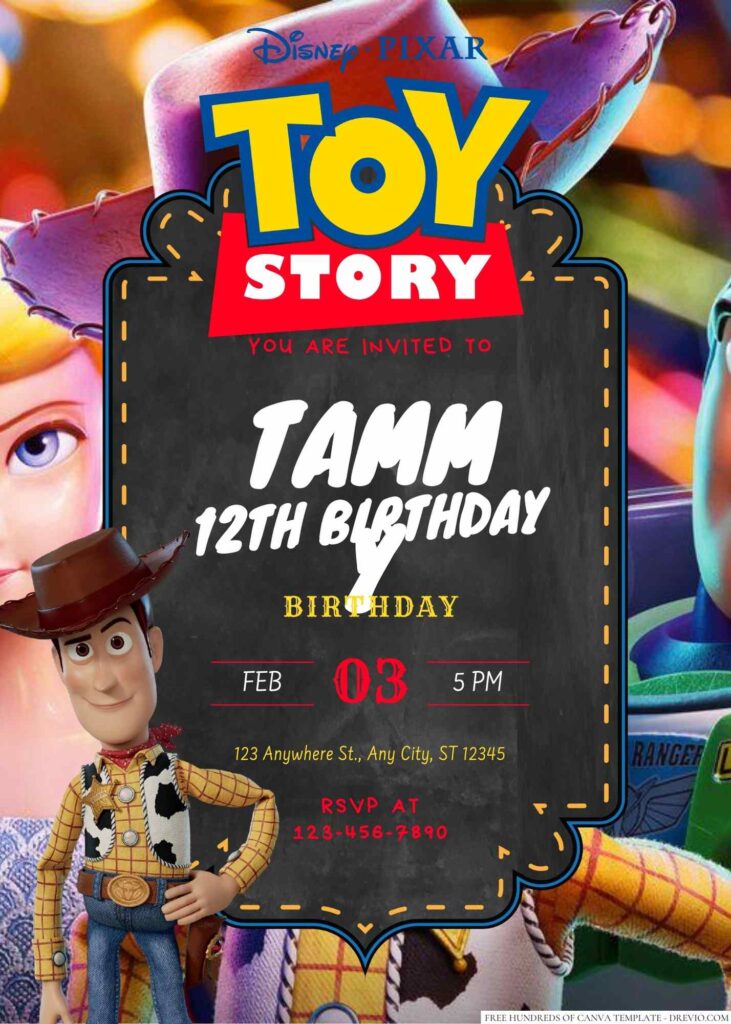 Free Editable Woody Toy Story Birthday Invitation