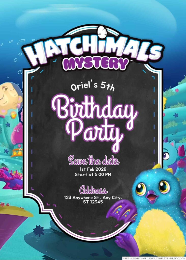 Free Editable Hatchimals Birthday Invitation