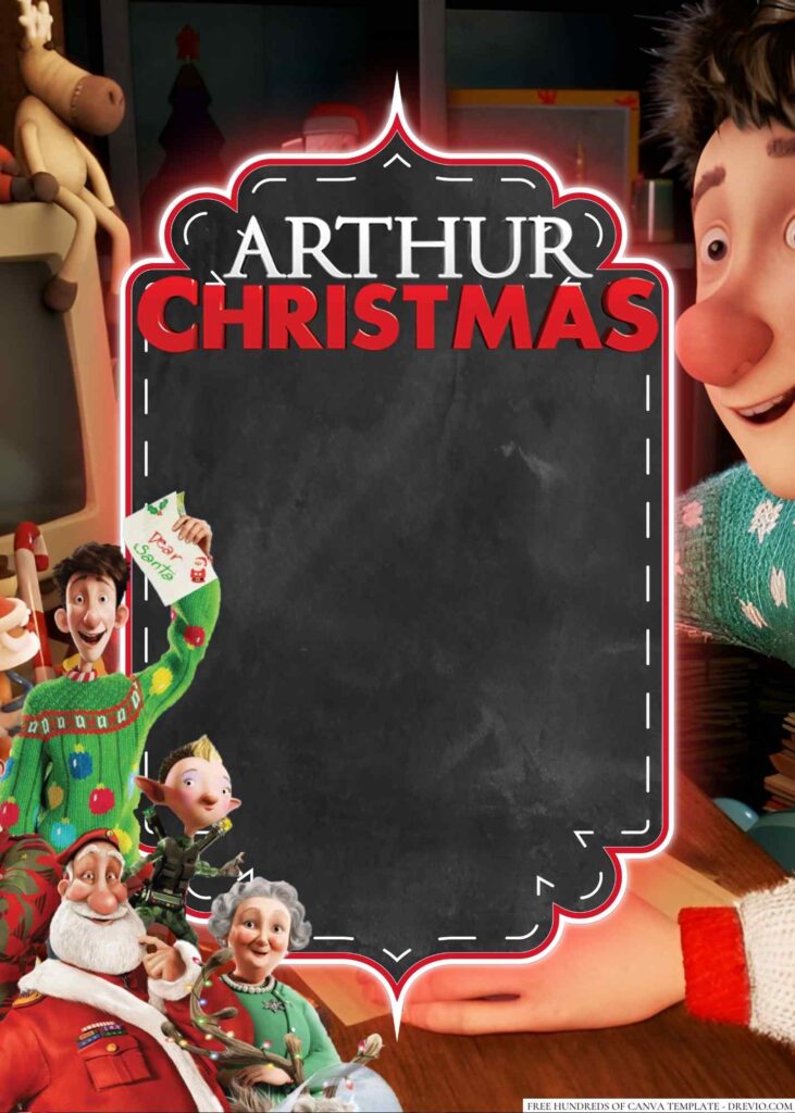 Invitation Template of 22+ Arthur Christmas Canva Birthday Invitation Templates 6