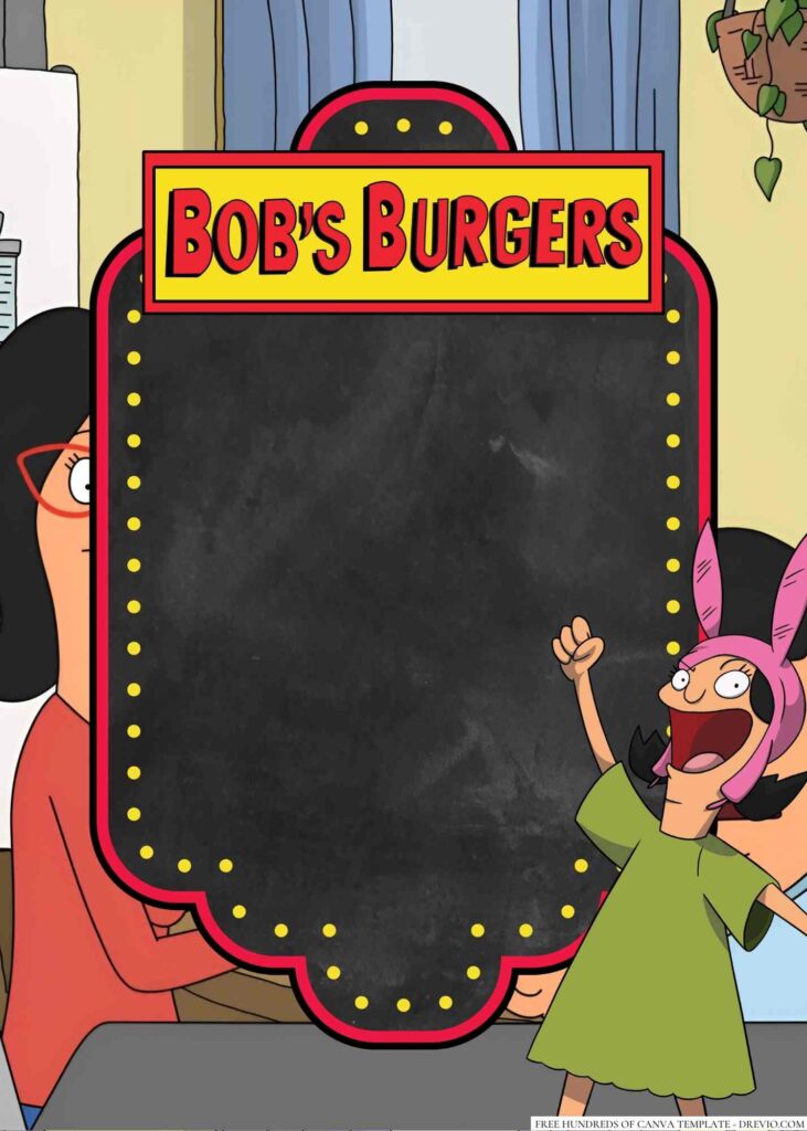 Invitation Template of 22+ The Belchers — Bob's Burgers Canva Birthday Invitation Templates 6