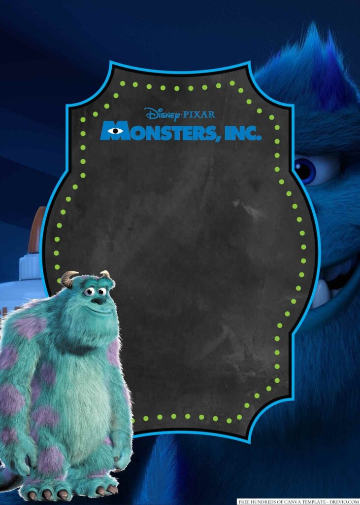 Invitation Template of 18+ Sulley Monsters Inc. Canva Birthday invitation Templates 6