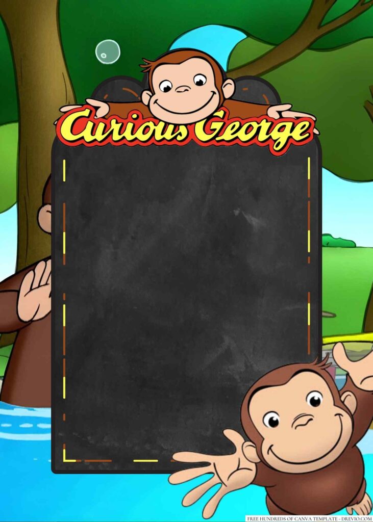 Invitation Template of 20+ Curious George Canva Birthday Invitation Templates 6