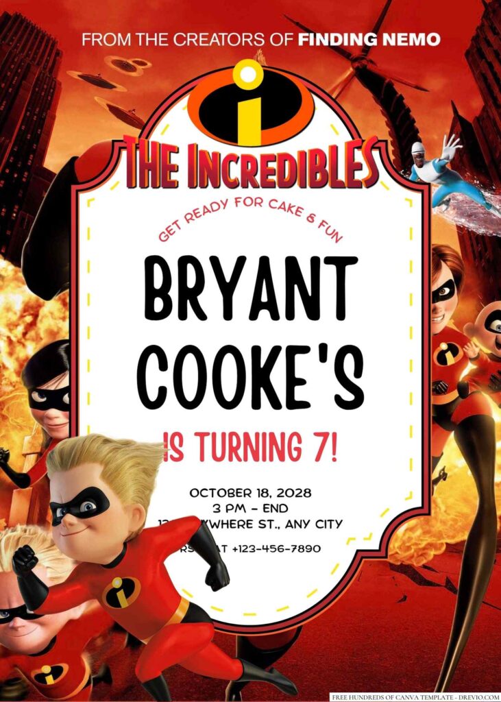 Free Editable The Incredibles Birthday Invitation