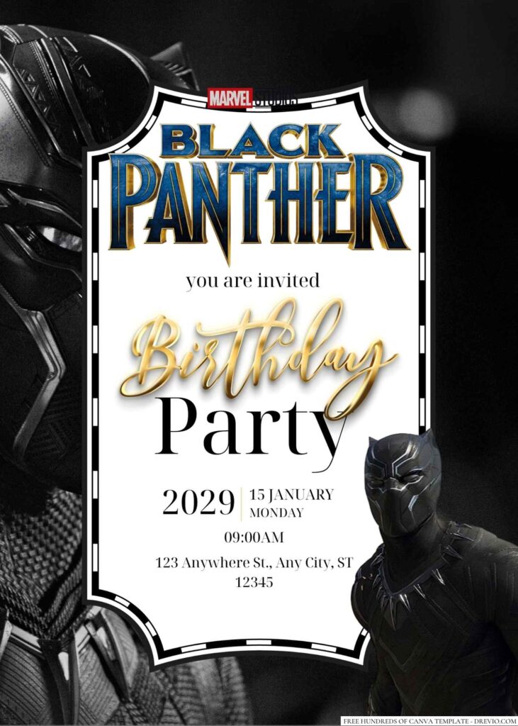 Free Editable Black Panther Birthday Invitation