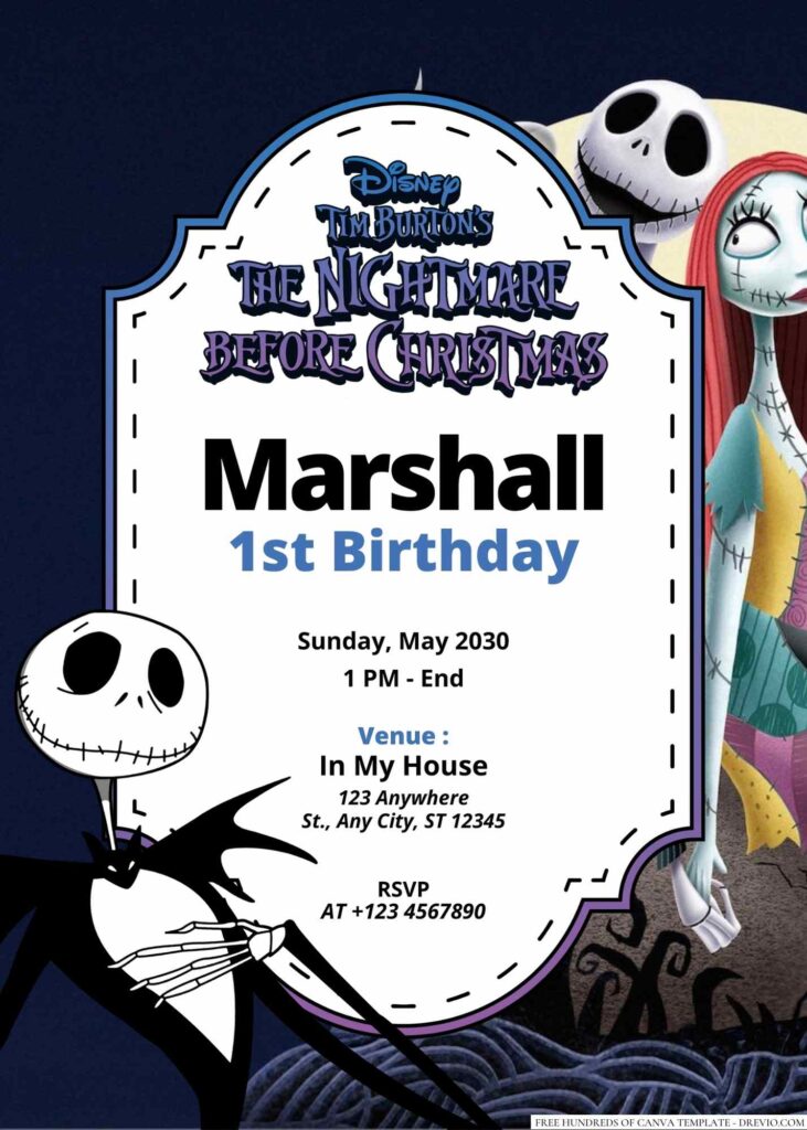 Free Editable The Nightmare Before Christmas Birthday Invitation