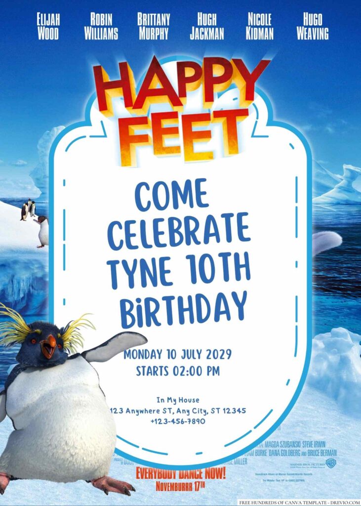 Free Editable Happy Feet Birthday Invitation 