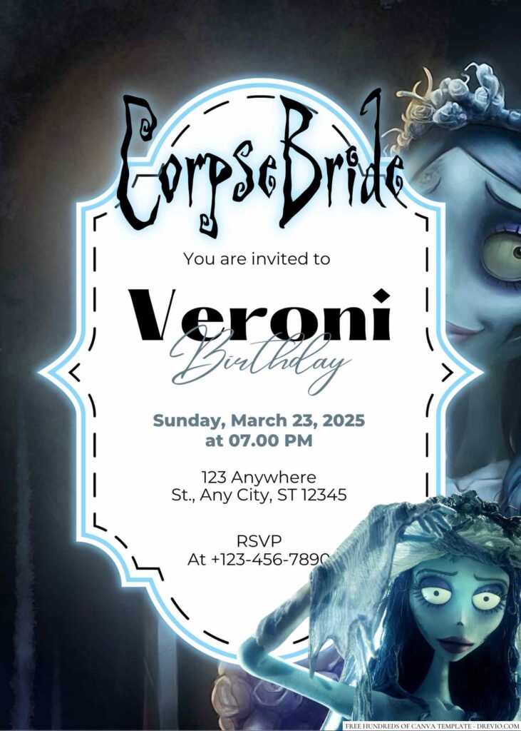 Free Editable Corpse Bride Birthday Invitation