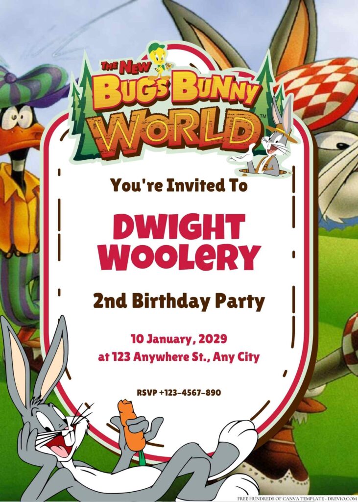 Free Editable The Bugs Bunny Birthday Invitation 